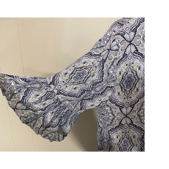 Vanessa Alexandra Linen Dress Blue White Ruffle Hem Fall Layering Large Italy - Picture 4 of 8